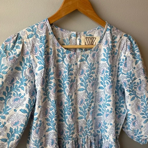SZ BLOCKPRINTS Tuckernuck Lavender and Cornflower Blue Gaia Dress - Picture 9 of 14